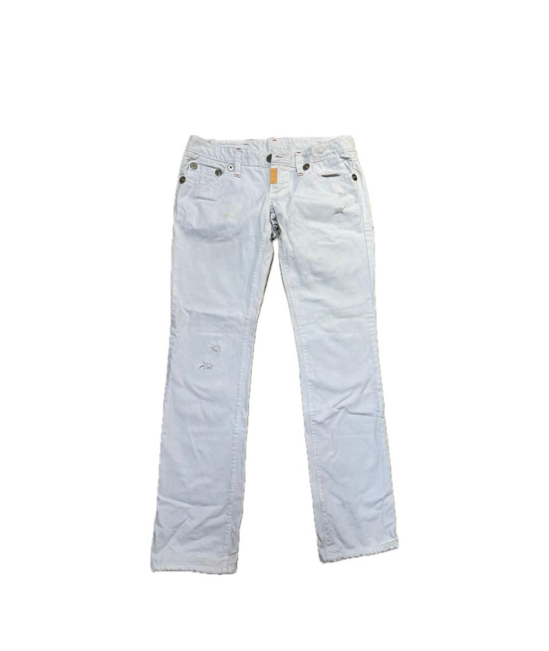 DSQUARED2 Белые хлопковые прямые джинсы, фото 5