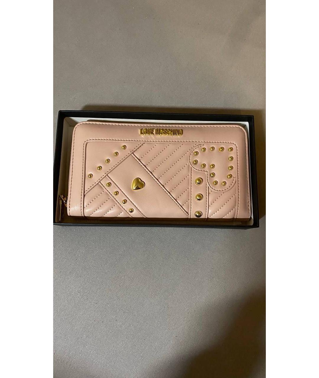 LOVE MOSCHINO Коралловый кожаный кошелек, фото 8