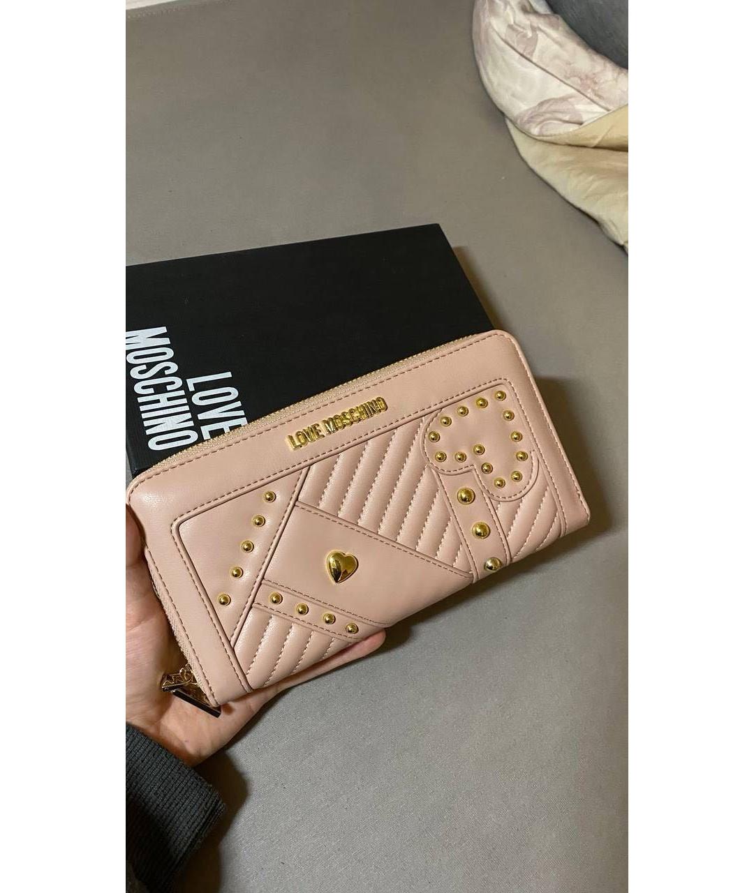 LOVE MOSCHINO Коралловый кожаный кошелек, фото 3