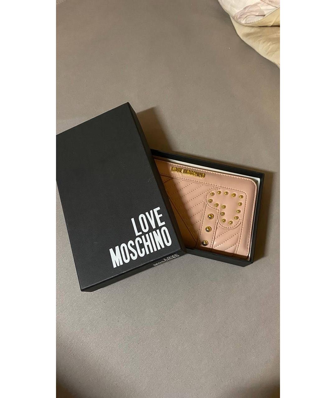 LOVE MOSCHINO Коралловый кожаный кошелек, фото 2