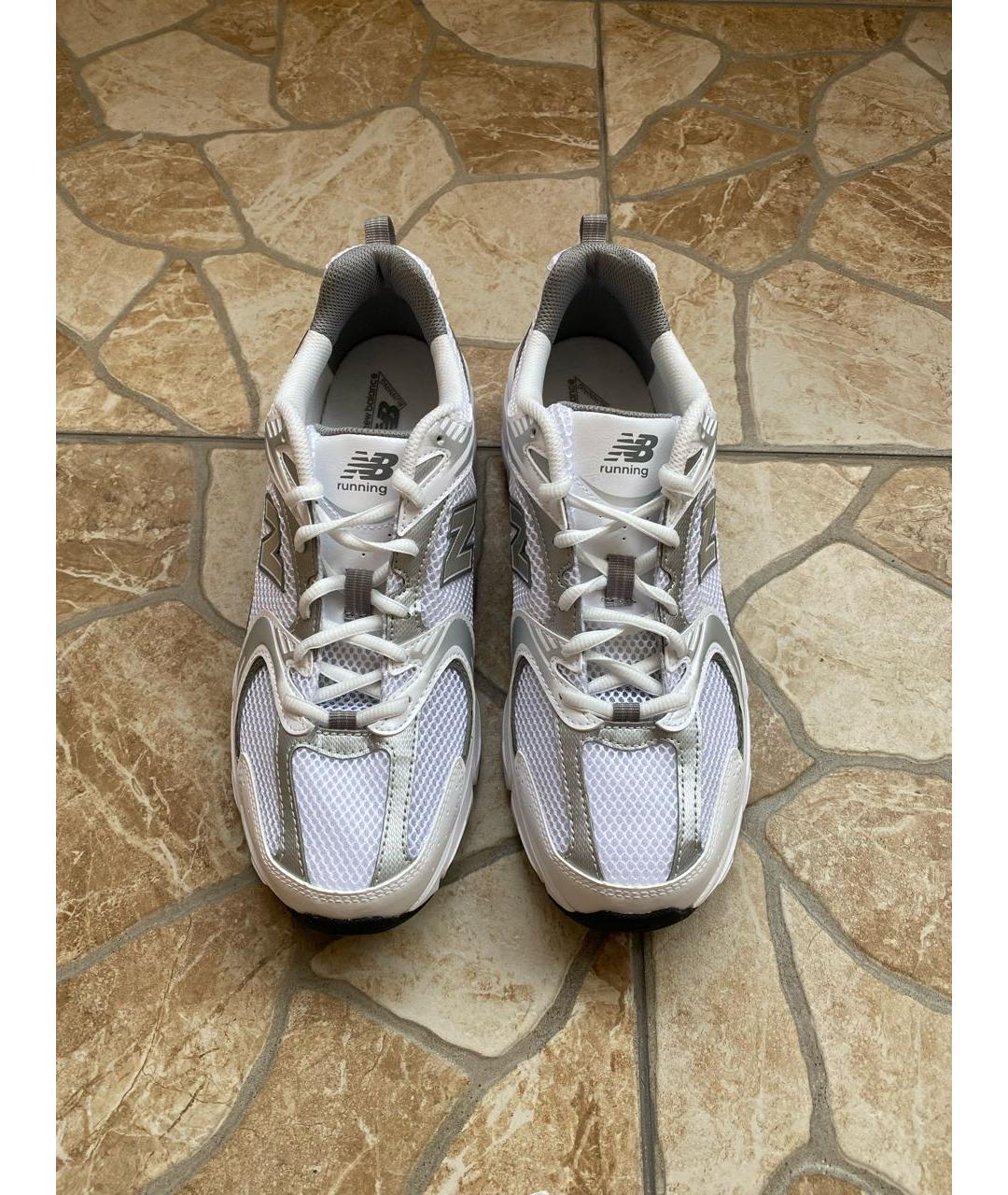 NEW BALANCE Серебряные кожаные низкие кроссовки / кеды, фото 2