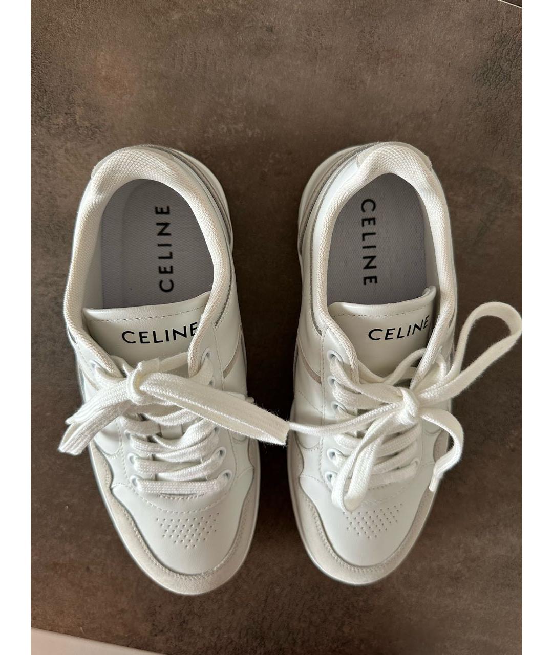 CELINE Белые кожаные кеды, фото 4