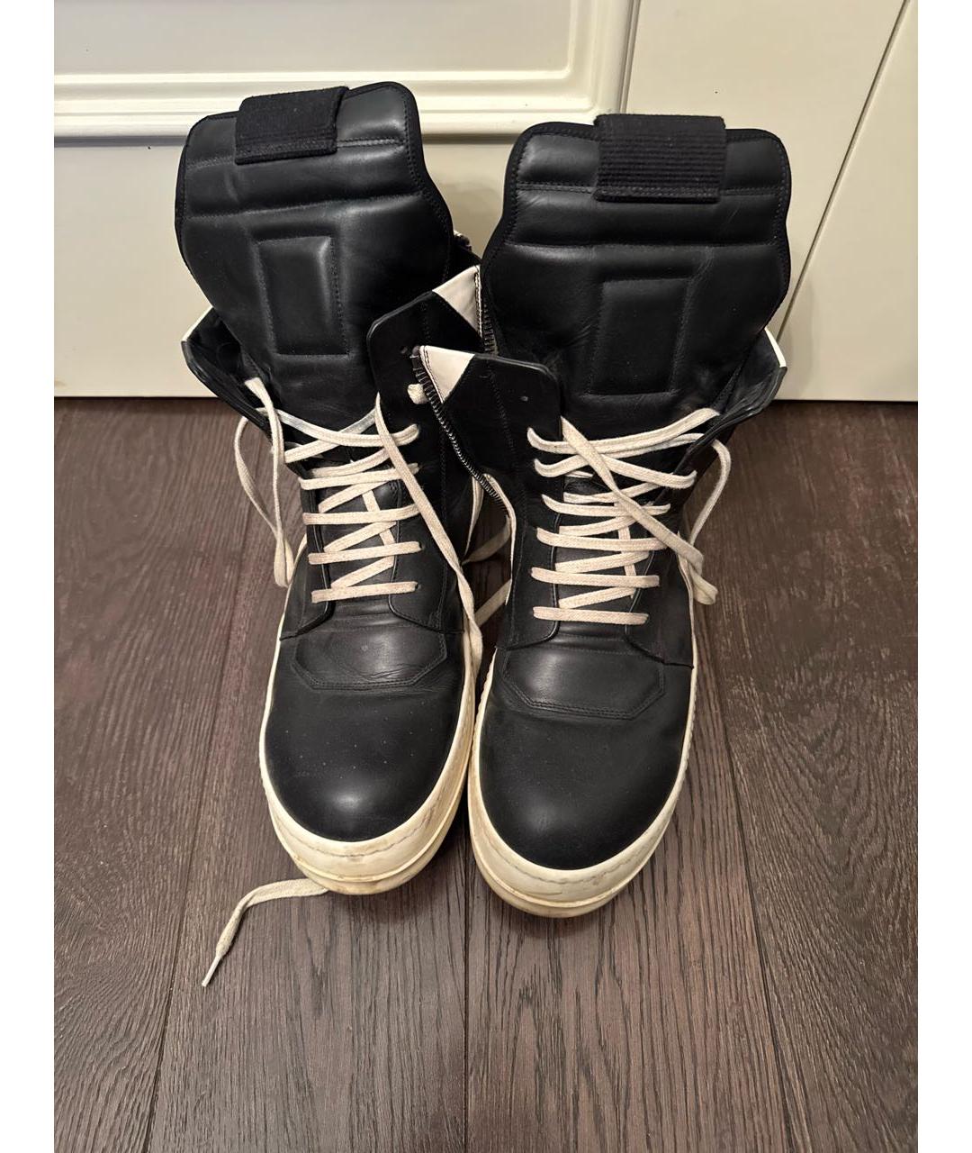 RICK OWENS Черные высокие кроссовки / кеды, фото 2