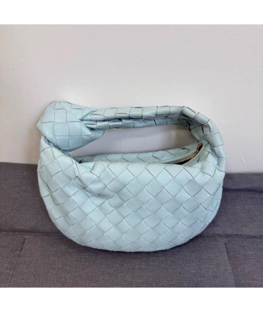 BOTTEGA VENETA Голубая кожаная сумка с короткими ручками, фото 9