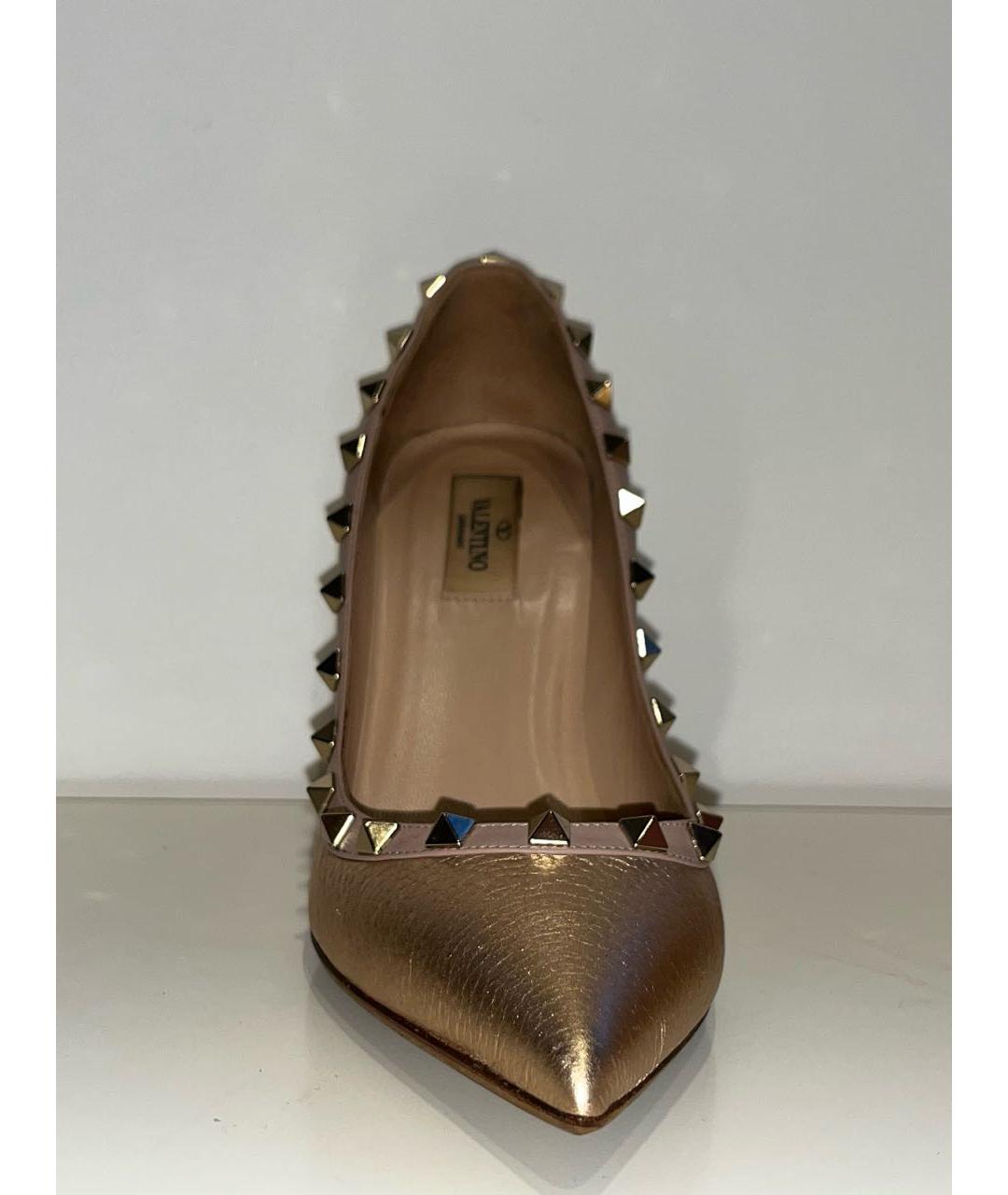 VALENTINO Золотые кожаные туфли, фото 8