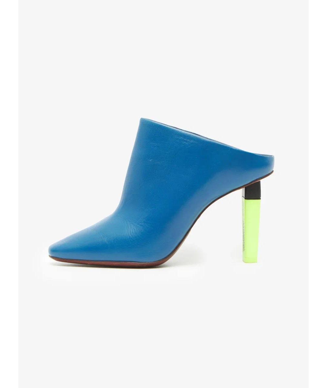 VETEMENTS Голубые кожаные мюли, фото 5