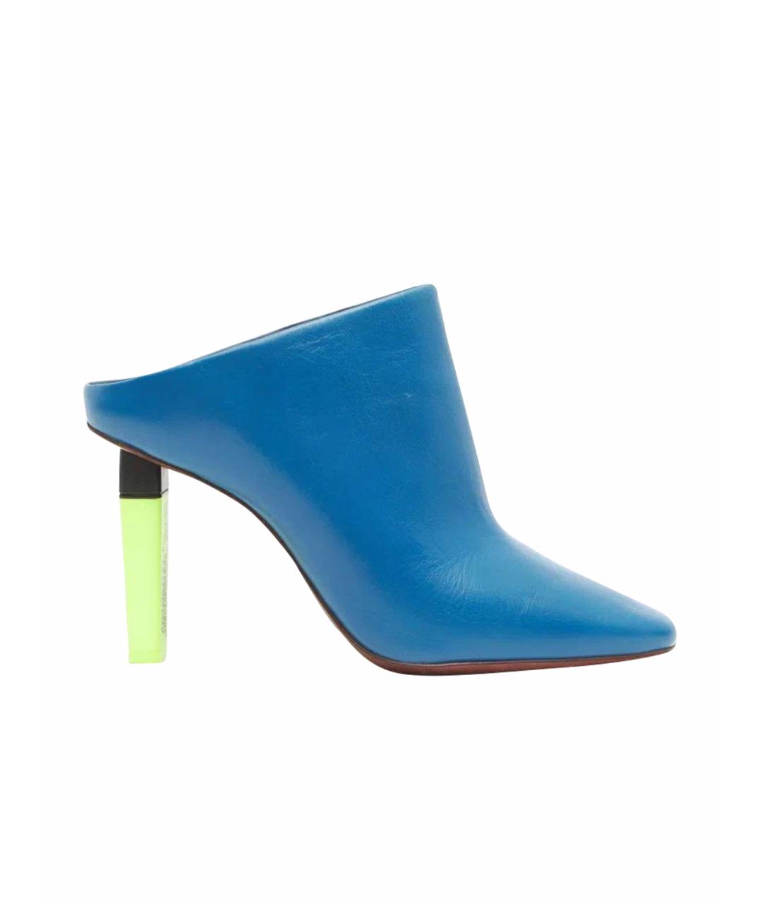VETEMENTS Голубые кожаные мюли, фото 1