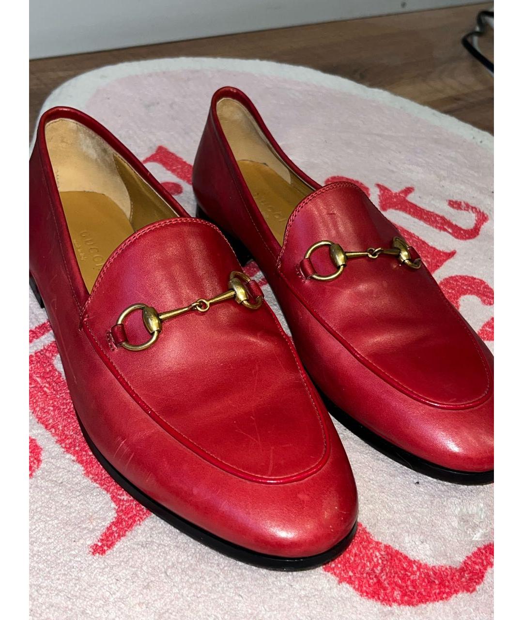 GUCCI Красные кожаные лоферы, фото 2