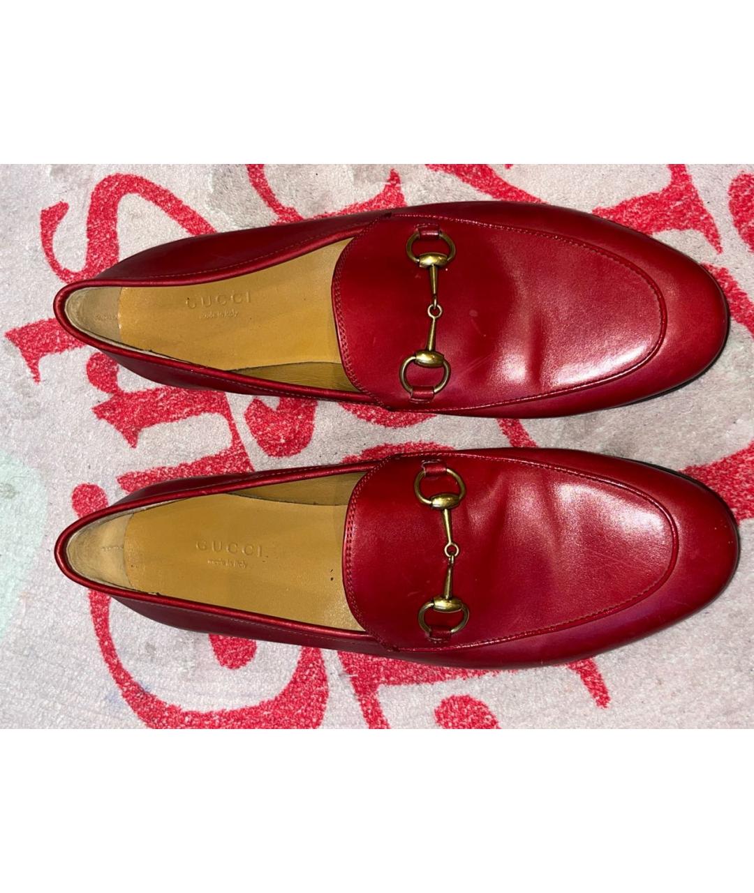 GUCCI Красные кожаные лоферы, фото 4