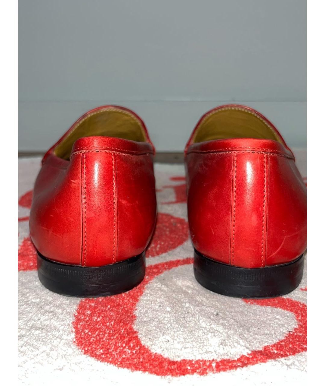 GUCCI Красные кожаные лоферы, фото 8