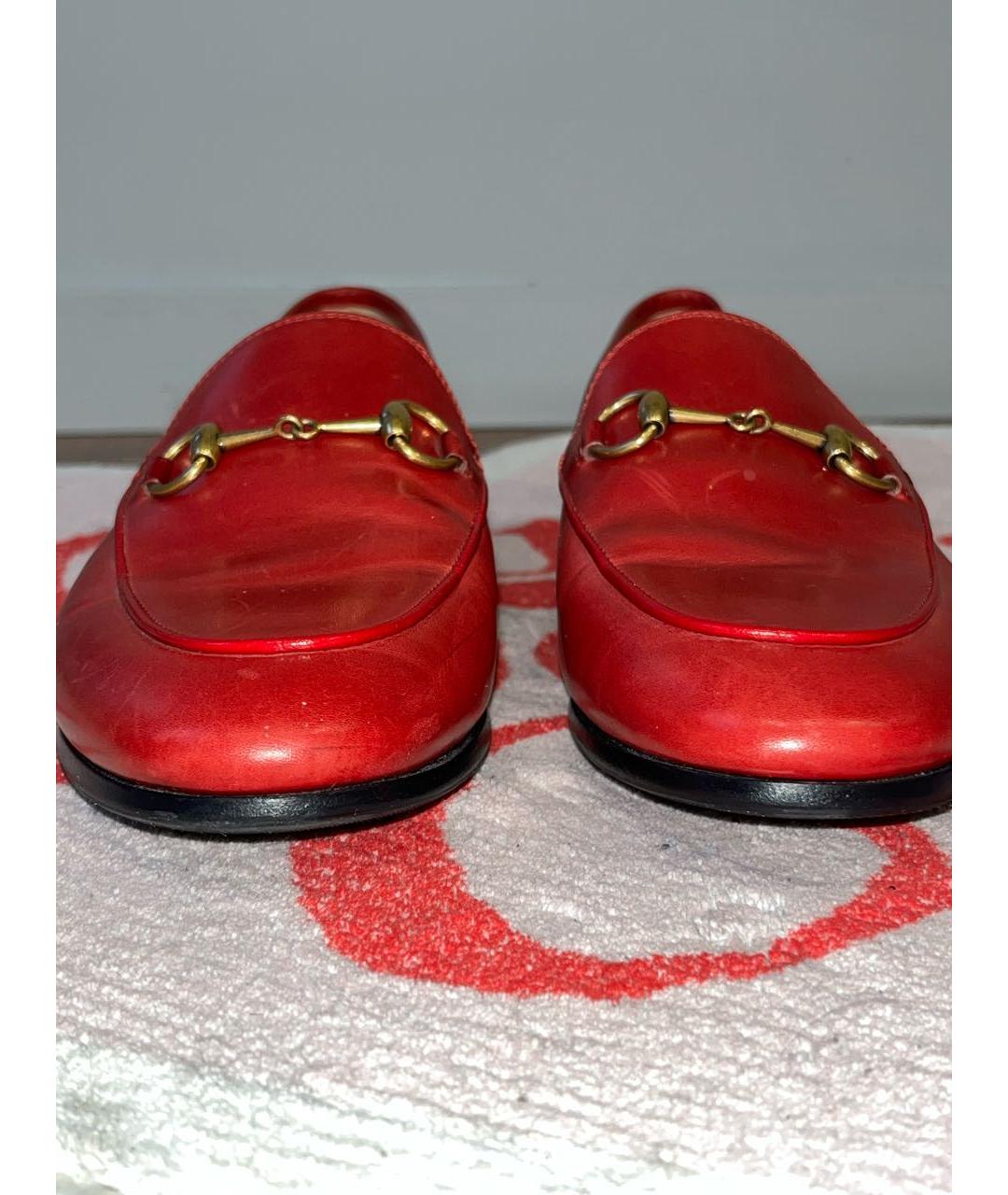 GUCCI Красные кожаные лоферы, фото 7