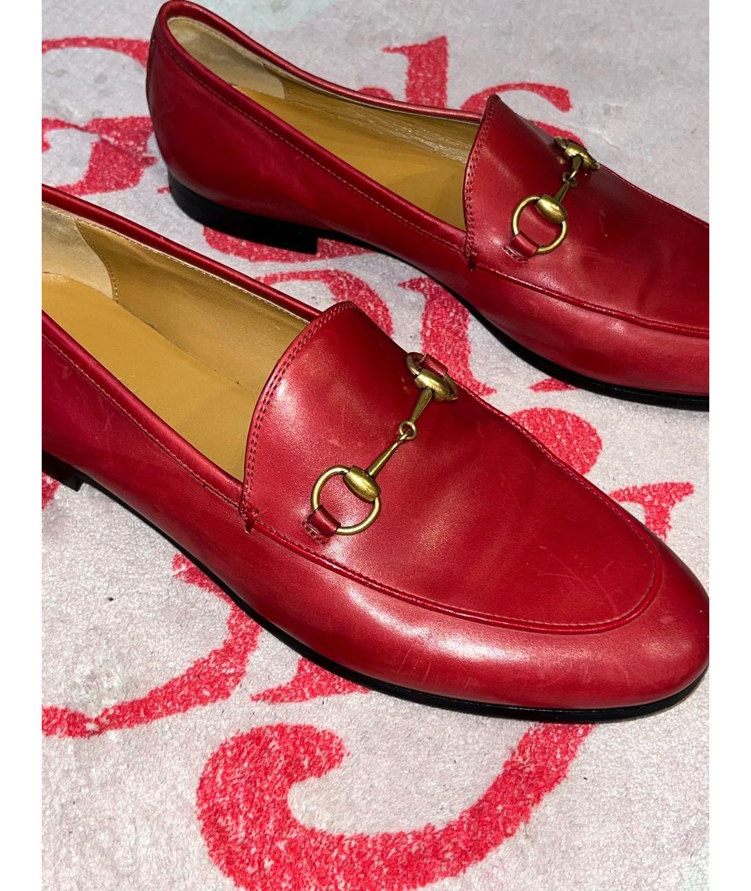 GUCCI Красные кожаные лоферы, фото 3