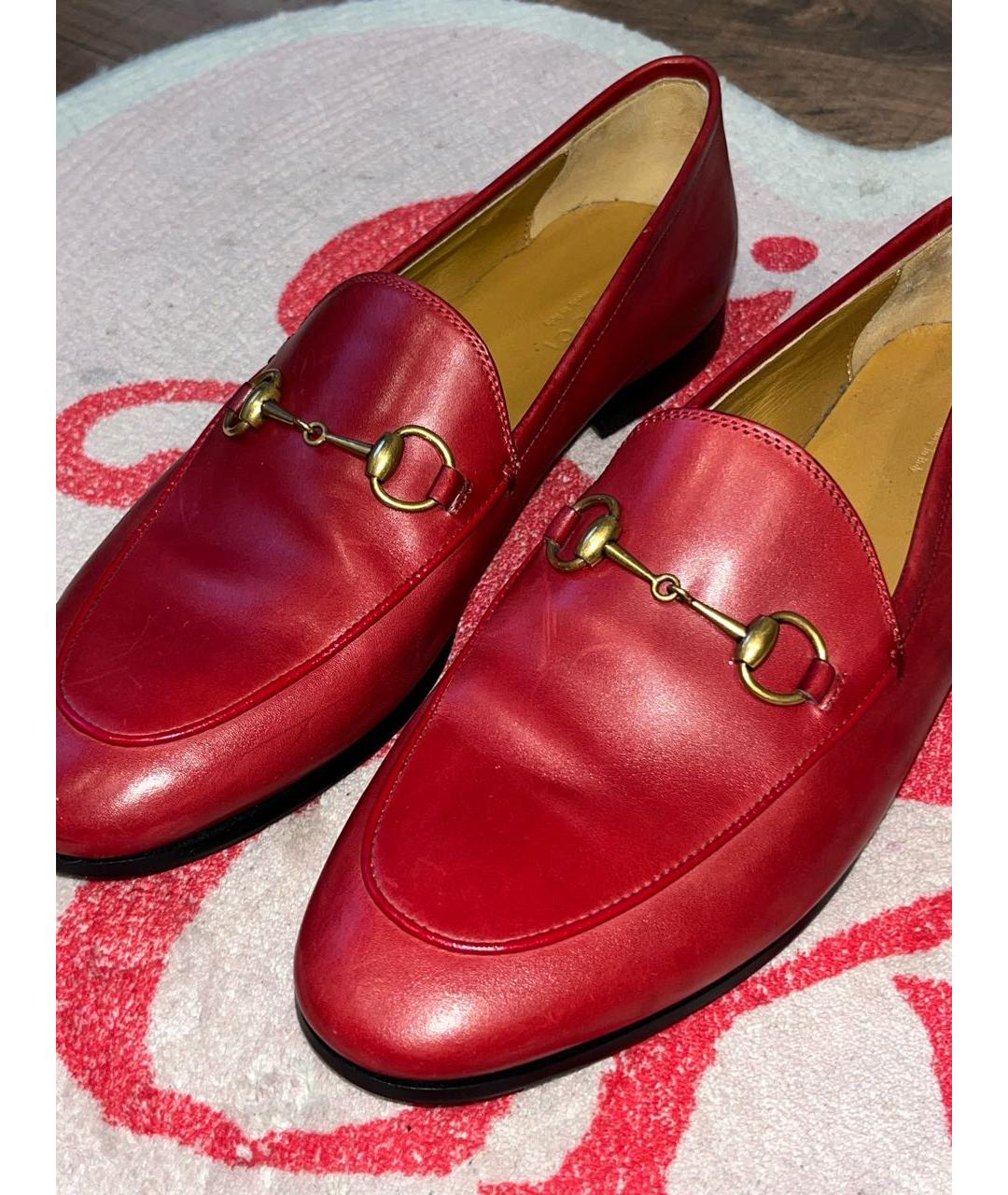 GUCCI Красные кожаные лоферы, фото 5