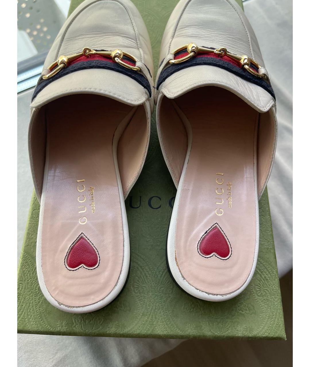 GUCCI Бежевые кожаные мюли, фото 3