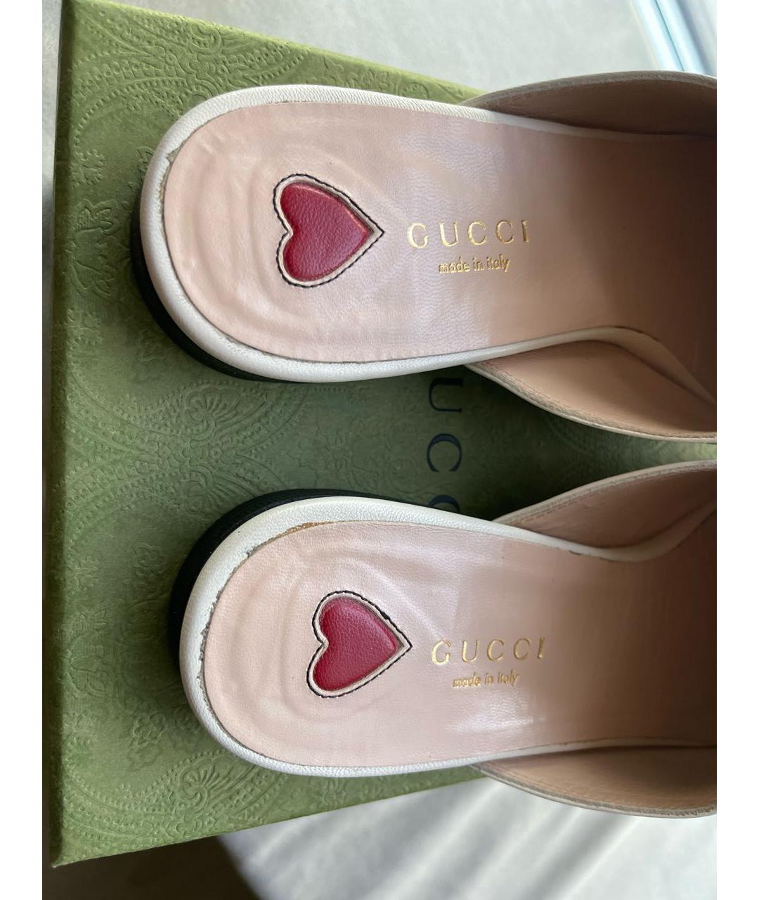 GUCCI Бежевые кожаные мюли, фото 7