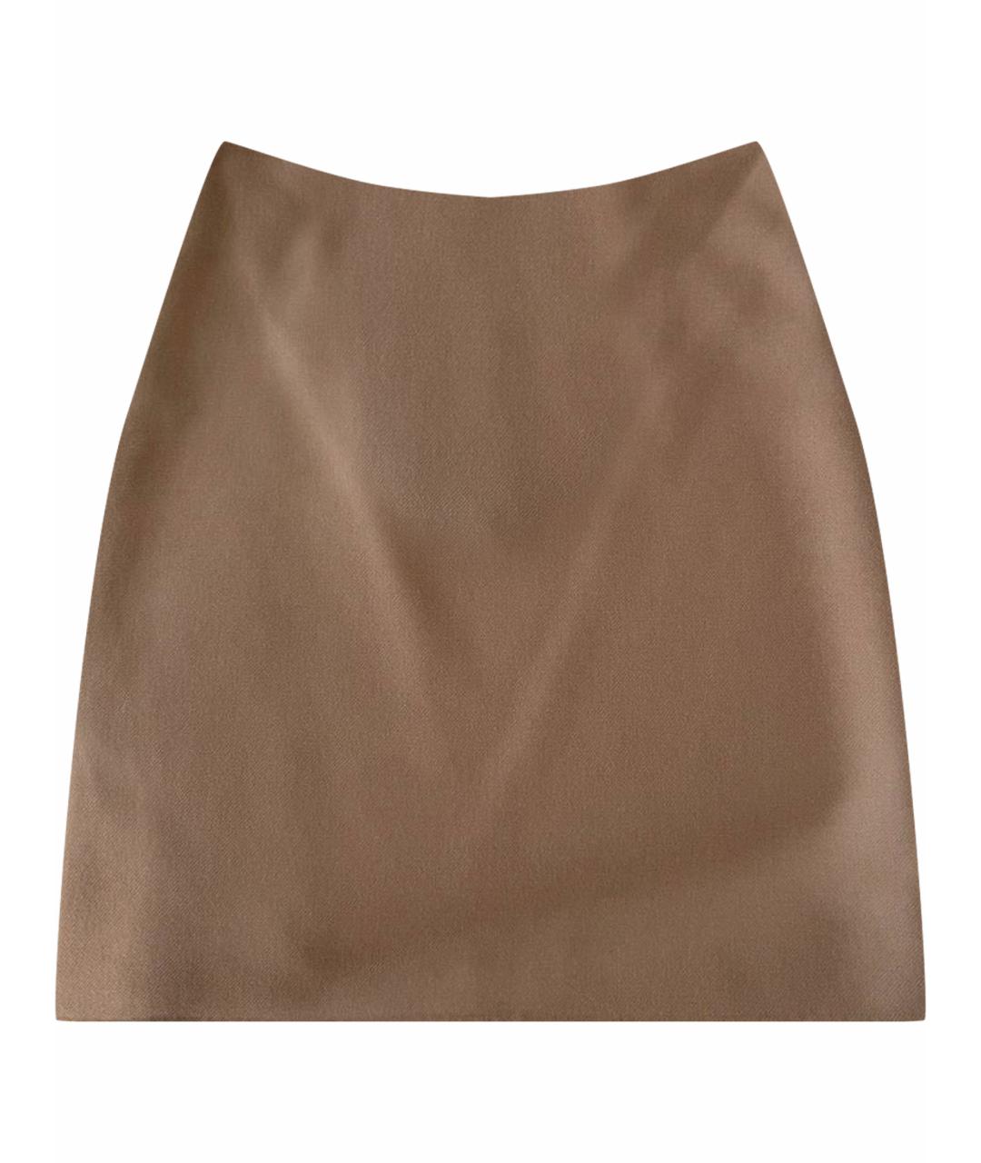 MAX MARA Коричневая шерстяная юбка мини, фото 1