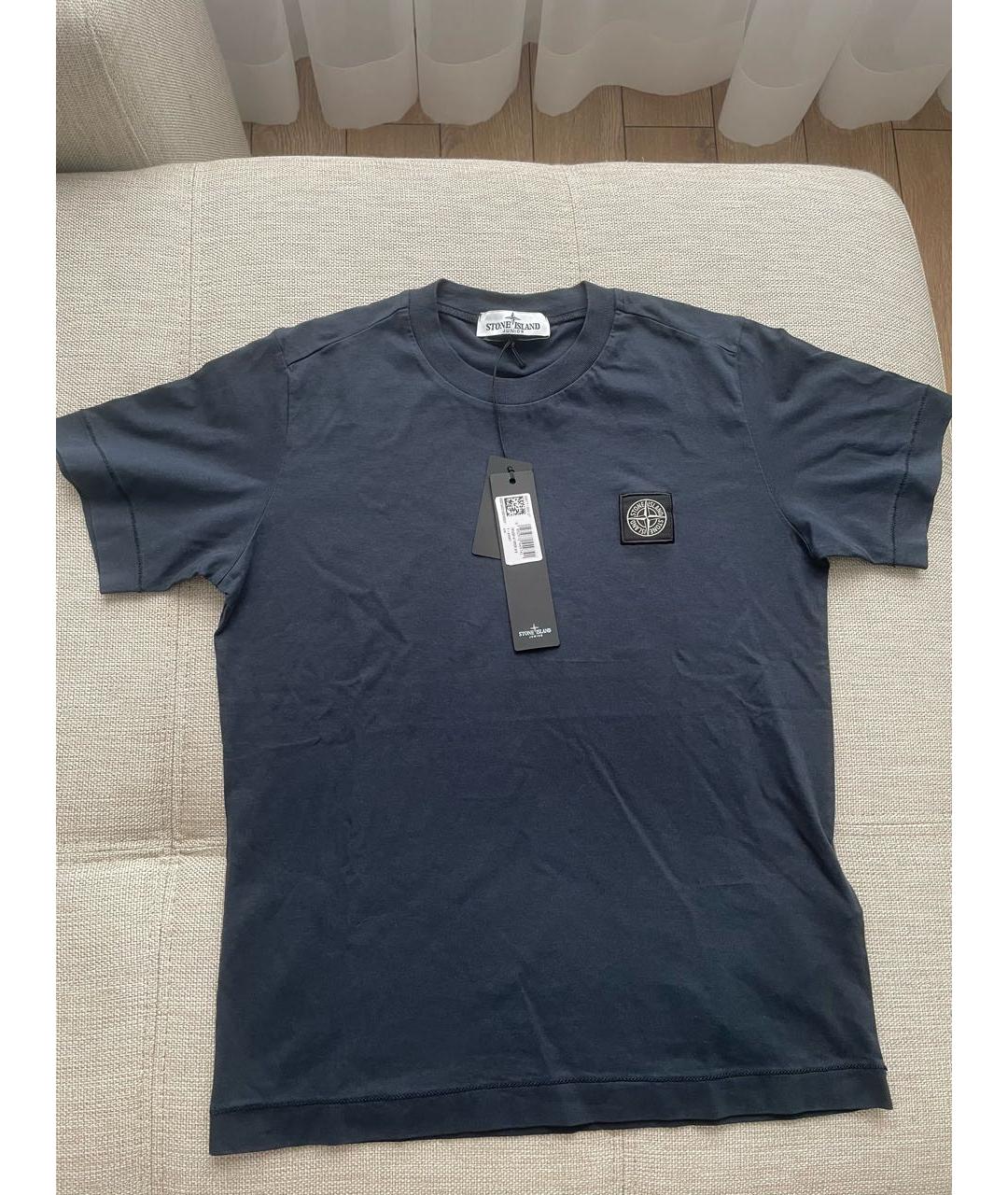 STONE ISLAND Темно-синяя хлопковая детская футболка, фото 2