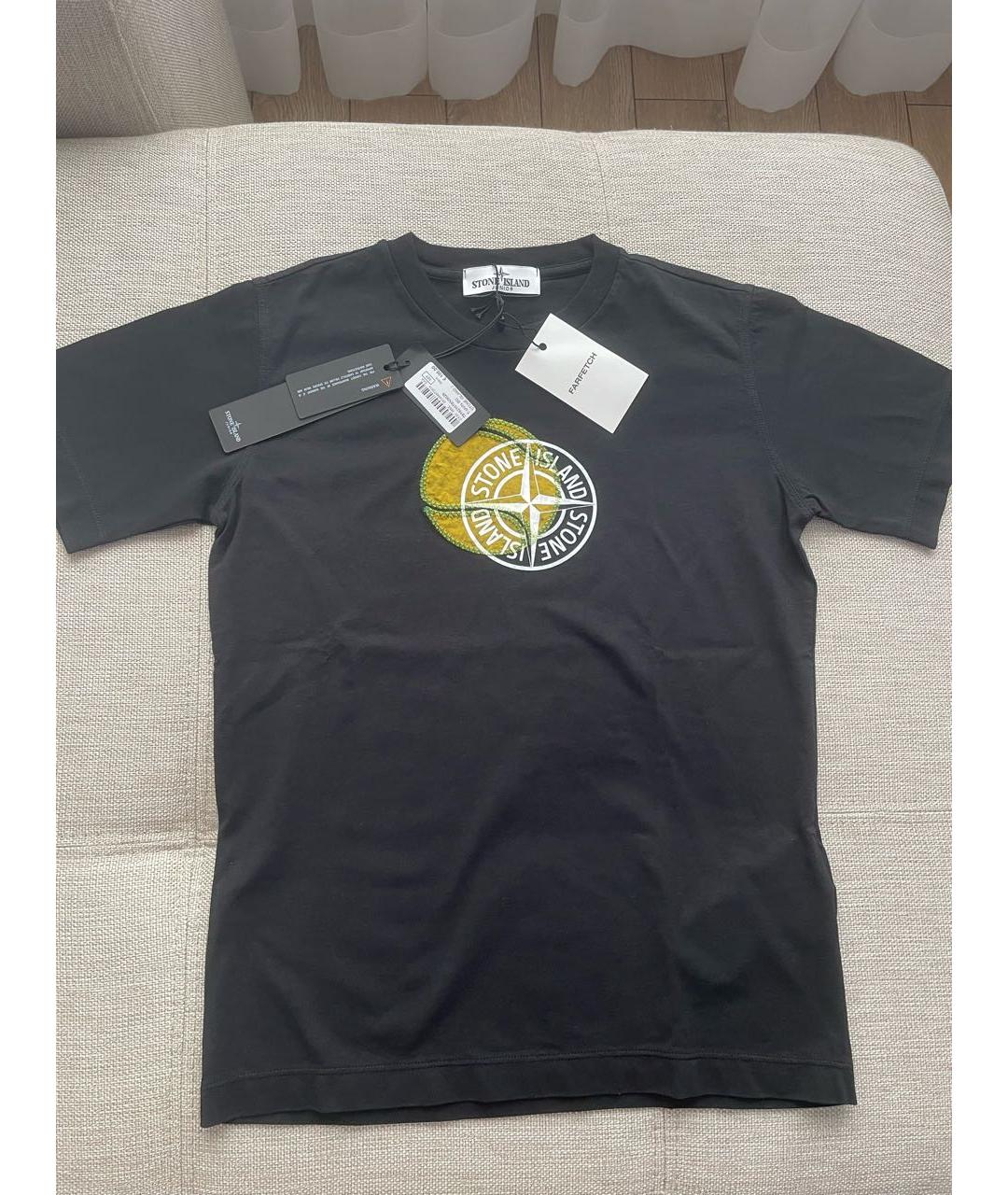 STONE ISLAND Темно-синяя хлопковая детская футболка, фото 3
