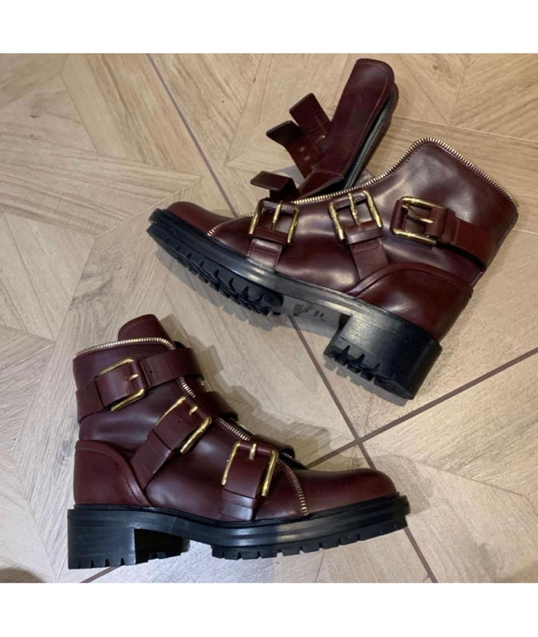 BALMAIN Бордовые кожаные ботинки, фото 2