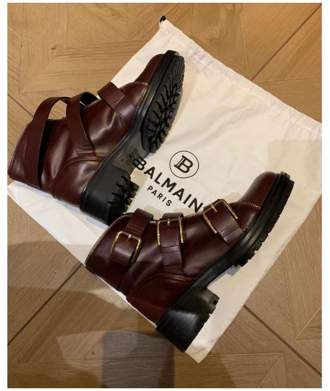 BALMAIN Бордовые кожаные ботинки, фото 3