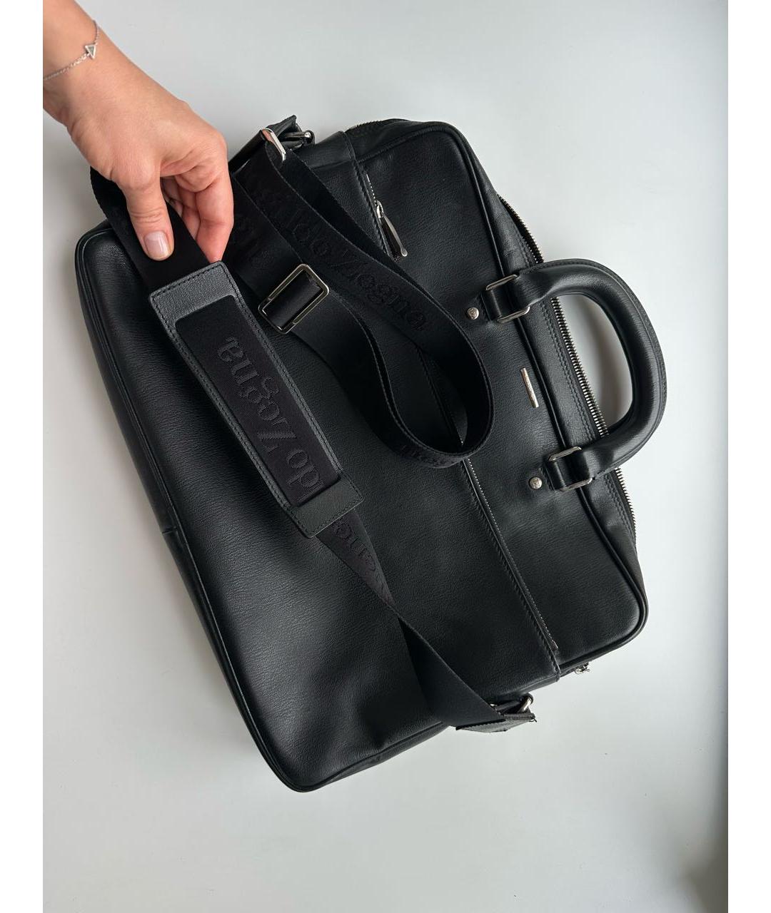 ZEGNA Черный кожаный портфель, фото 9