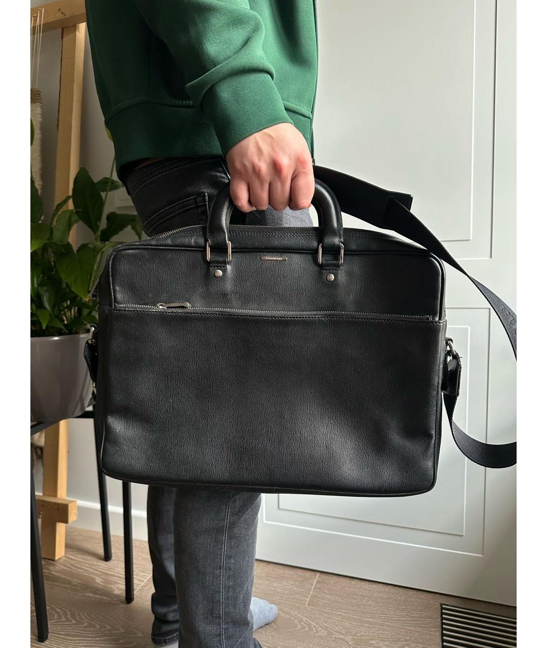 ZEGNA Черный кожаный портфель, фото 5