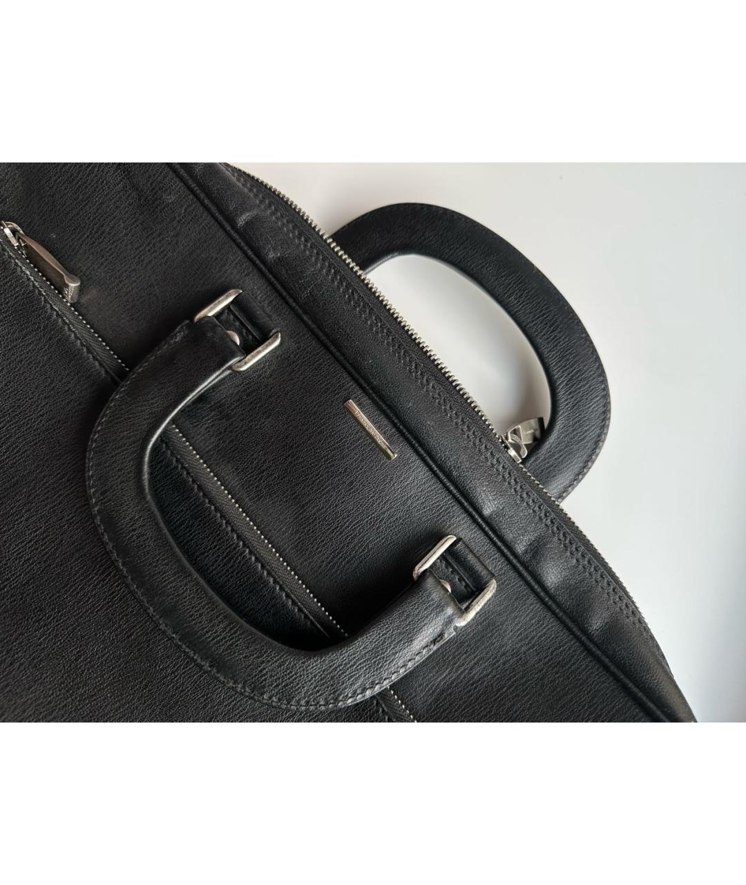 ZEGNA Черный кожаный портфель, фото 2