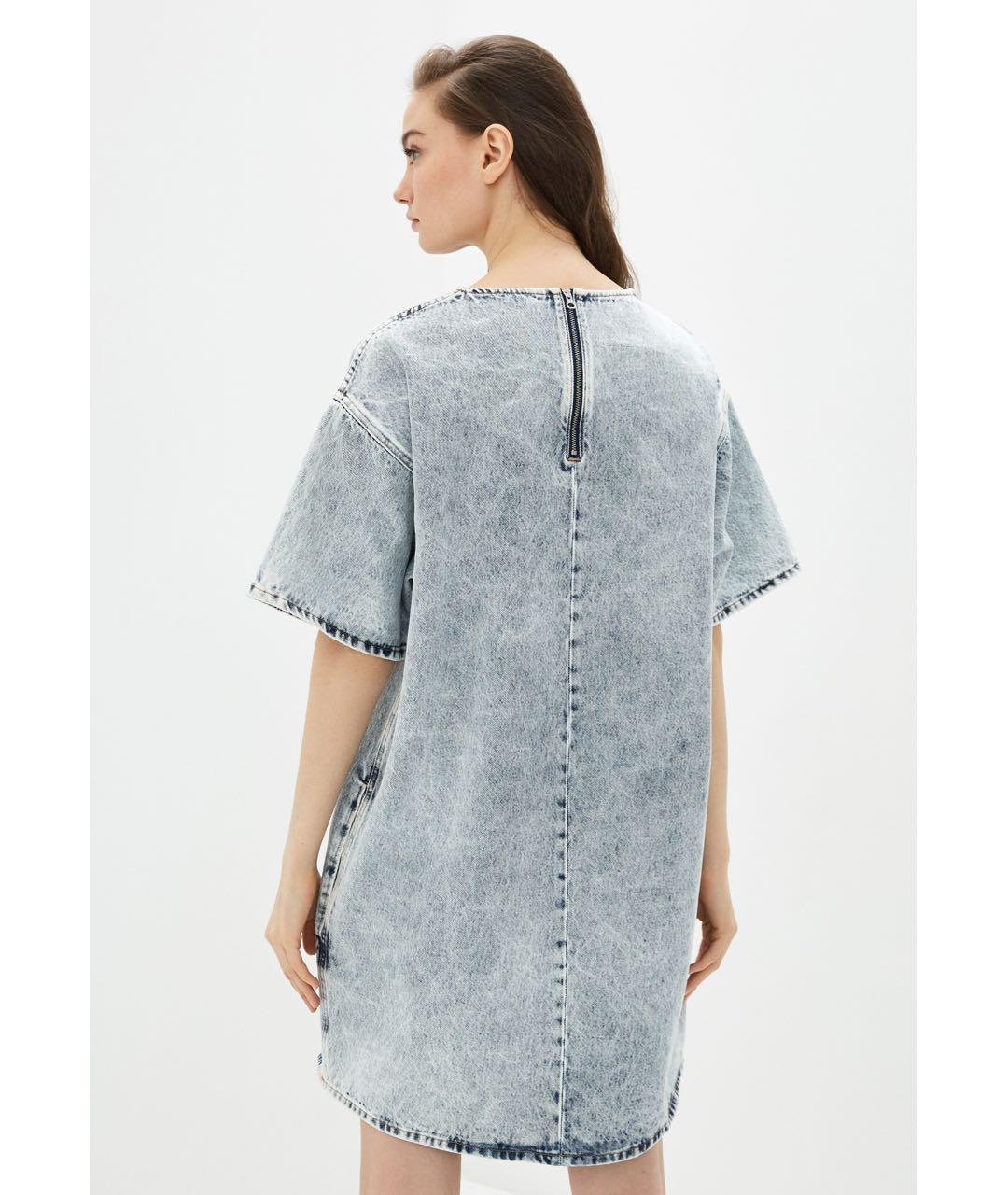 MM6 MAISON MARGIELA Голубое хлопковое повседневное платье, фото 2