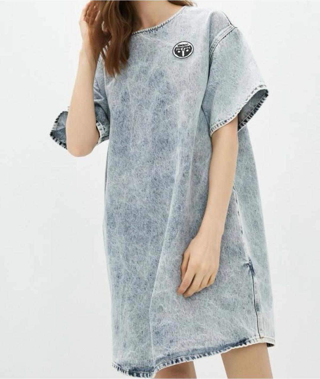 MM6 MAISON MARGIELA Голубое хлопковое повседневное платье, фото 4
