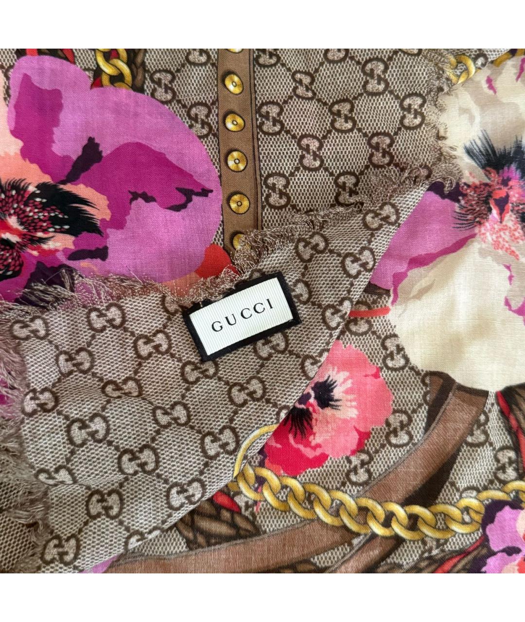 GUCCI Коричневый платок, фото 2