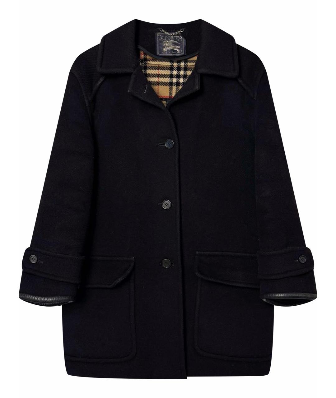 BURBERRY Черное шерстяное пальто, фото 1