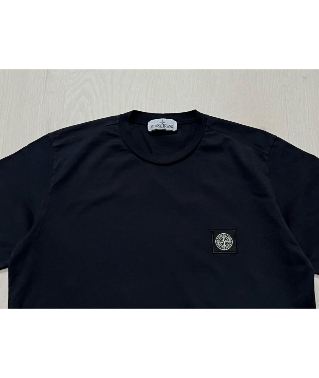 STONE ISLAND Черная хлопковая футболка, фото 4