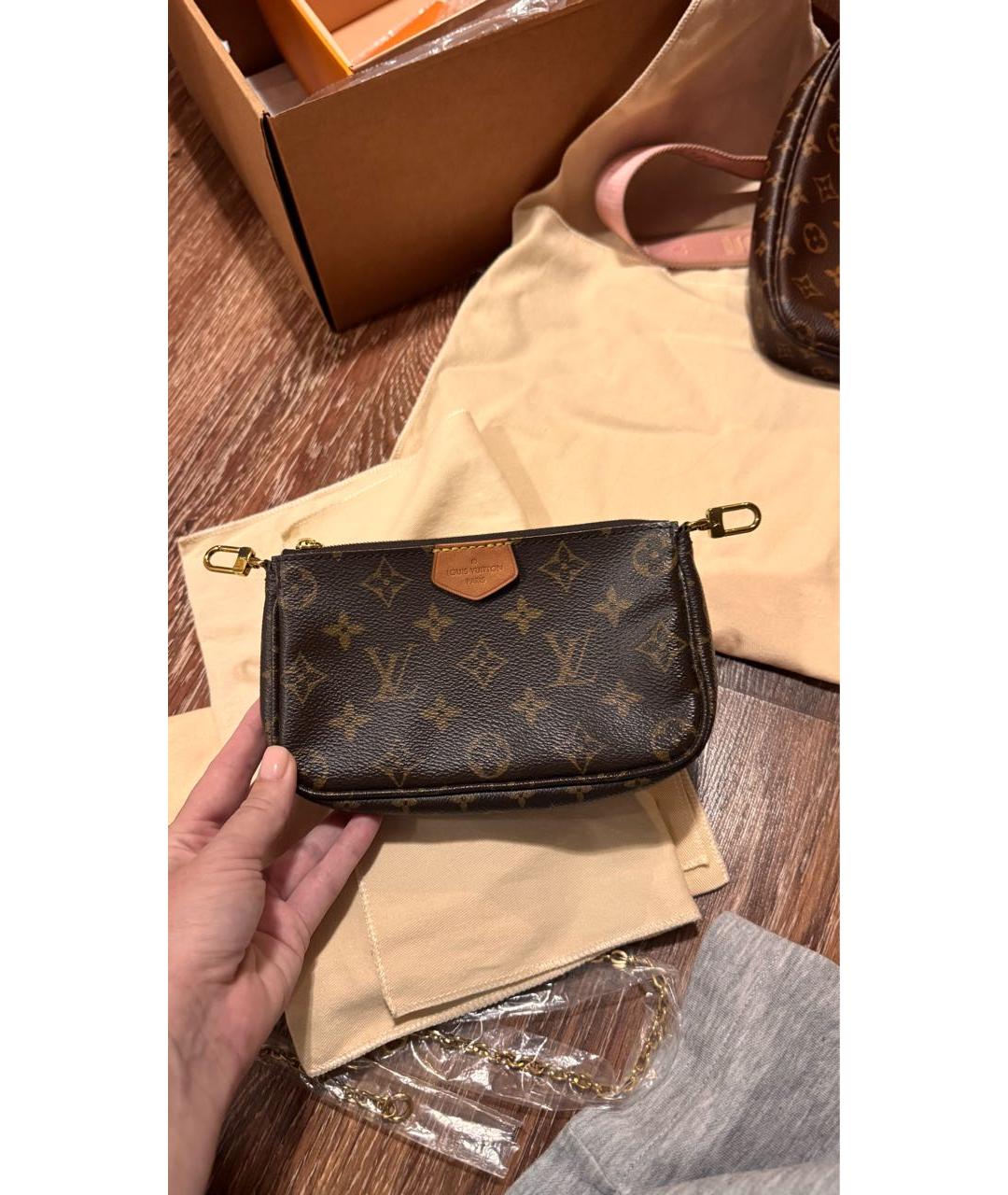 LOUIS VUITTON Коричневая кожаная сумка через плечо, фото 5