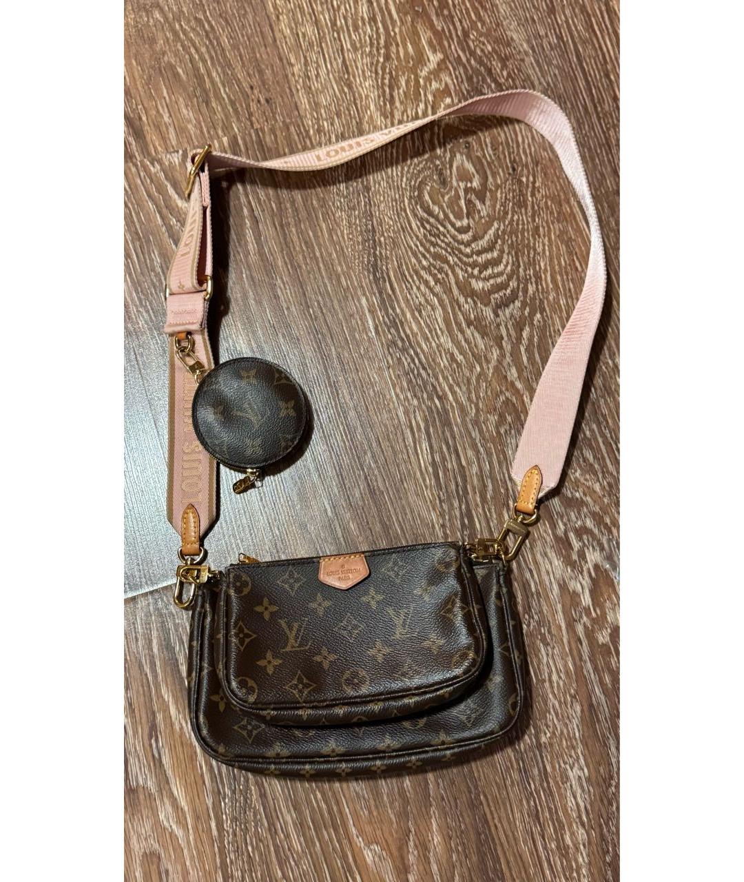 LOUIS VUITTON Коричневая кожаная сумка через плечо, фото 6