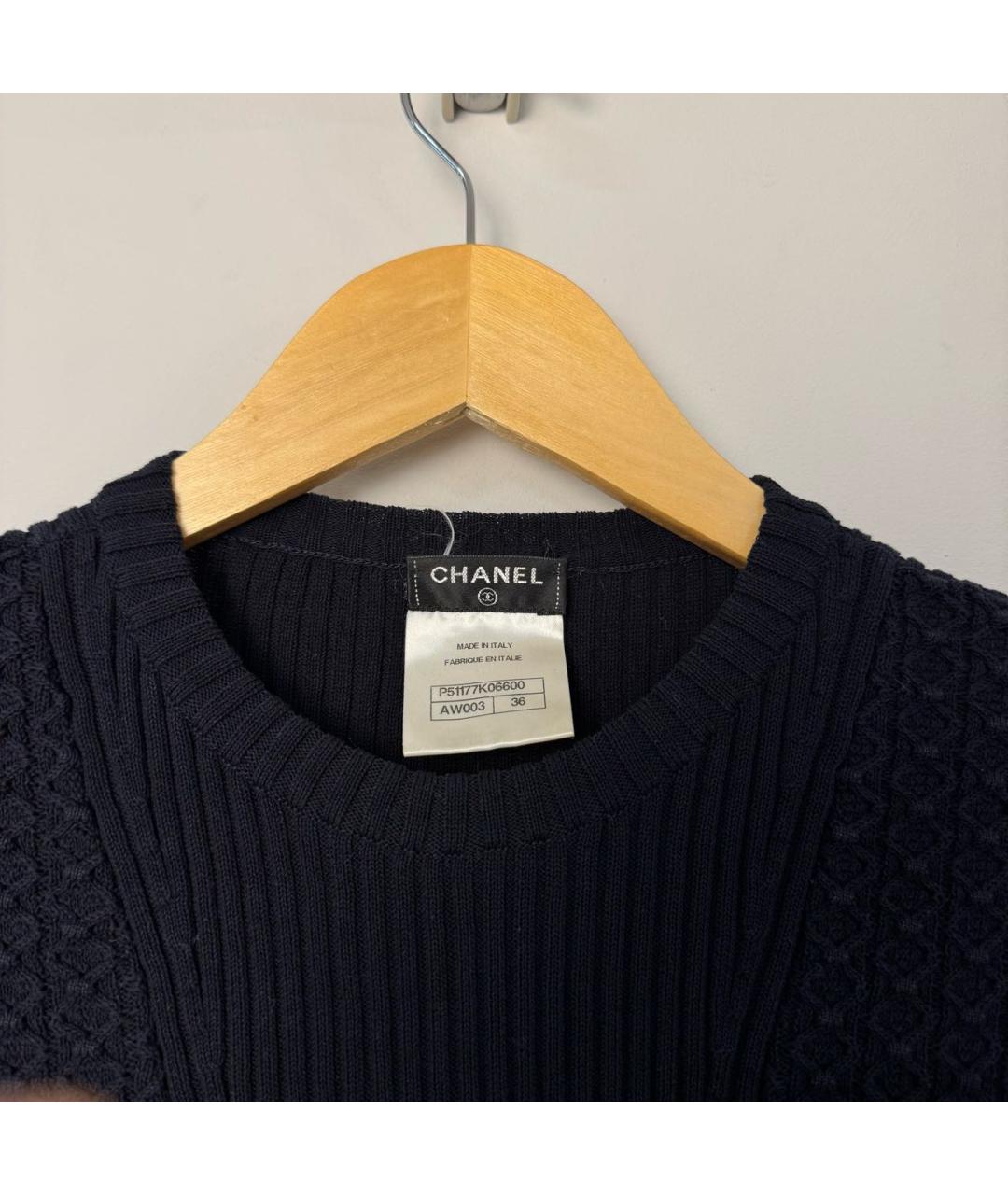 CHANEL Темно-синяя хлопковая жилетка, фото 3