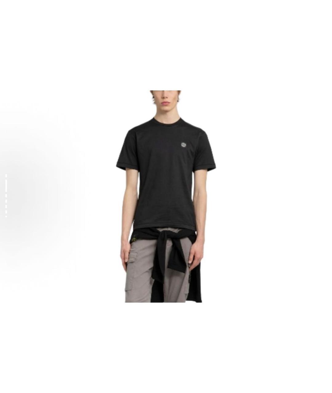 STONE ISLAND Черная хлопковая футболка, фото 3