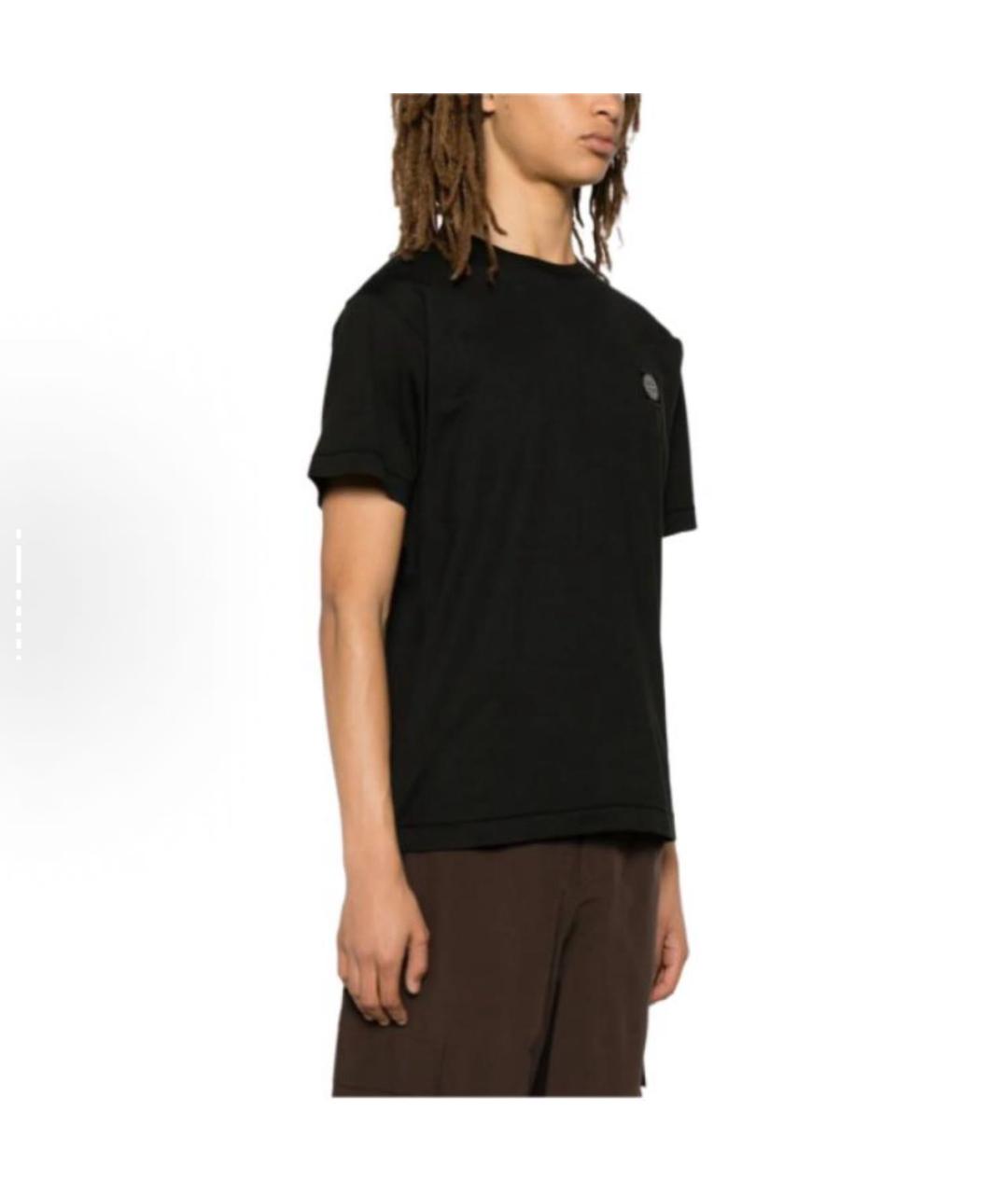 STONE ISLAND Черная хлопковая футболка, фото 5