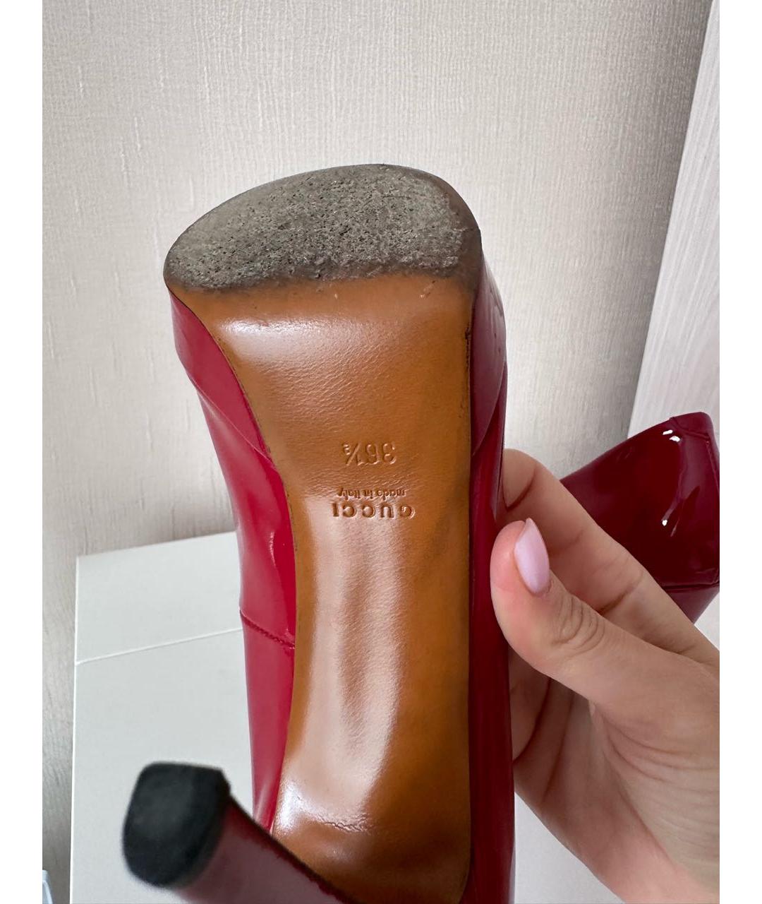 GUCCI Бордовые туфли из лакированной кожи, фото 4