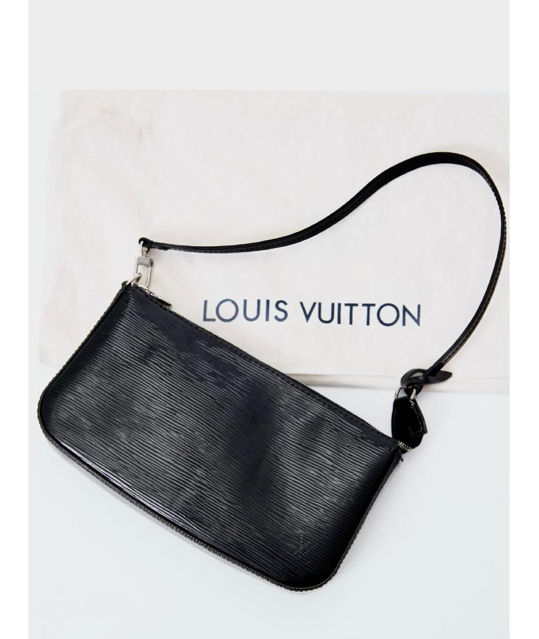 LOUIS VUITTON Черная кожаная сумка через плечо, фото 2