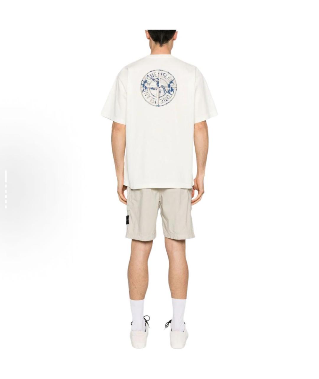 STONE ISLAND Белая хлопковая футболка, фото 5