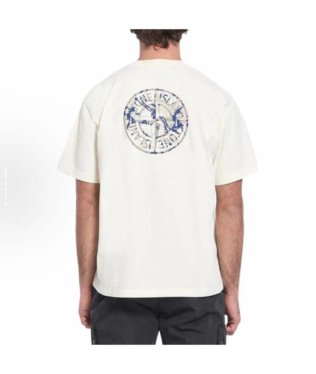 STONE ISLAND Белая хлопковая футболка, фото 3