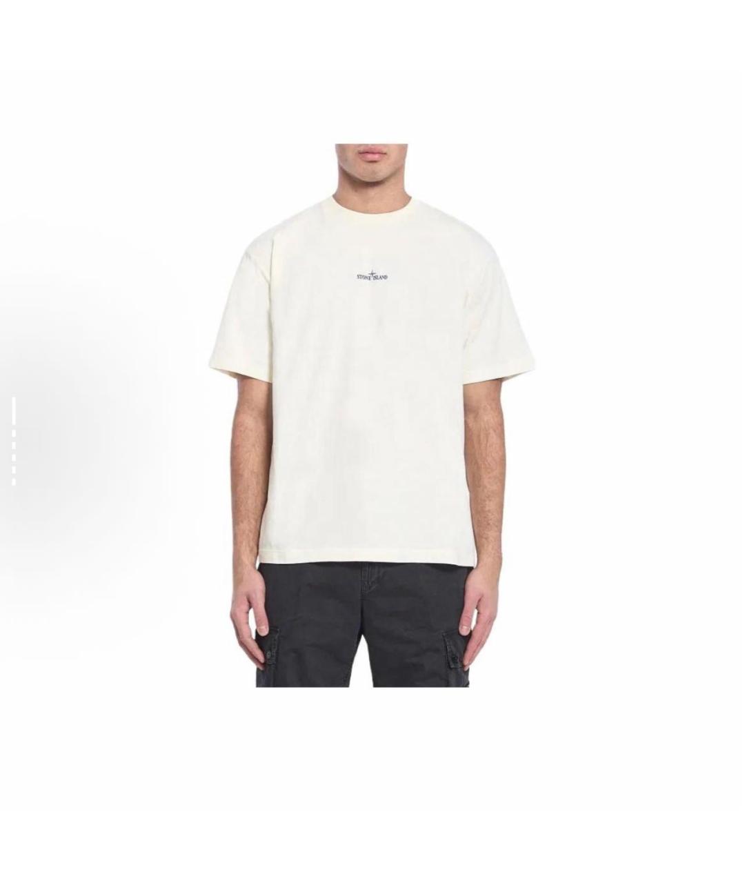 STONE ISLAND Белая хлопковая футболка, фото 2
