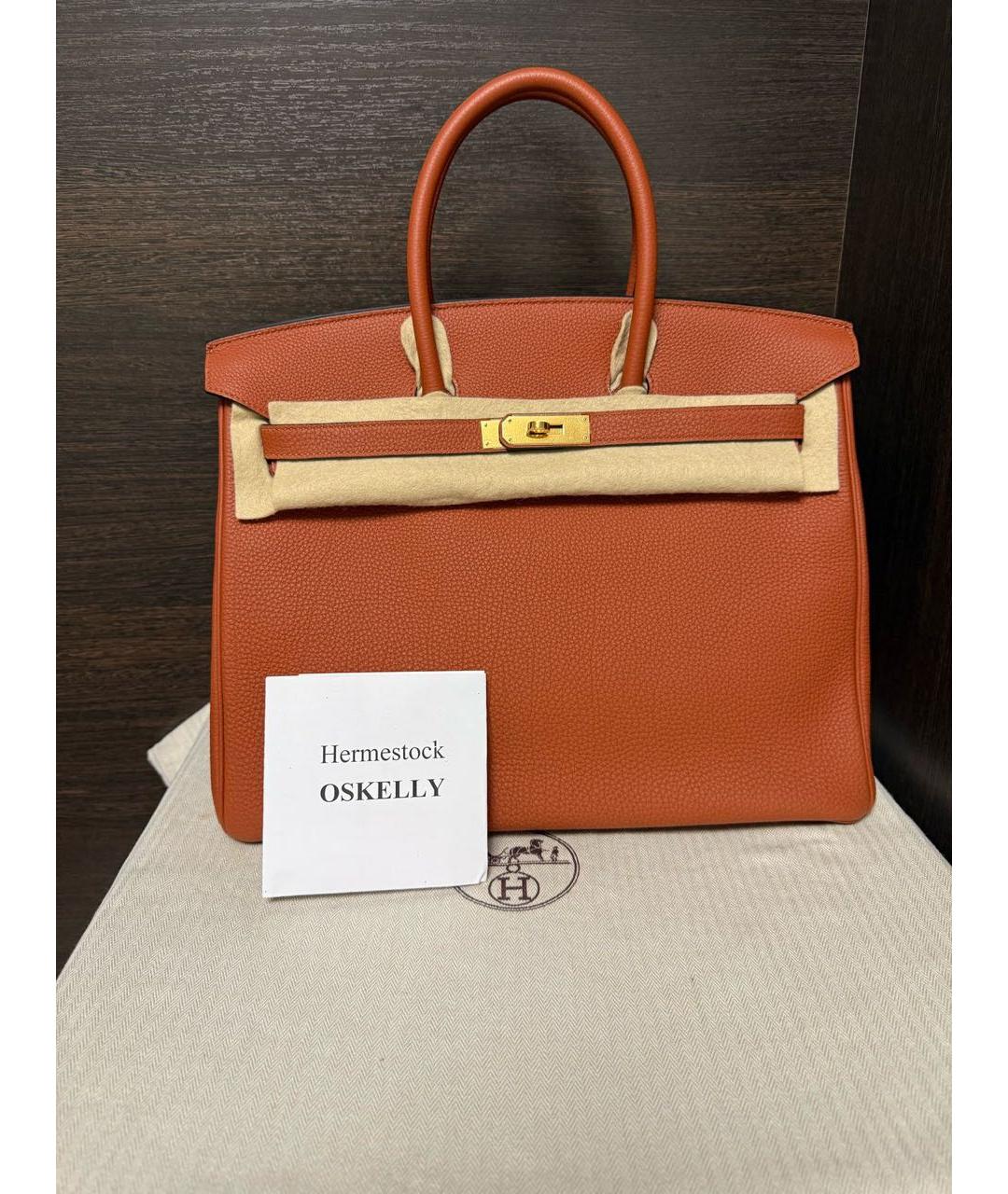HERMES Коричневая кожаная сумка с короткими ручками, фото 2