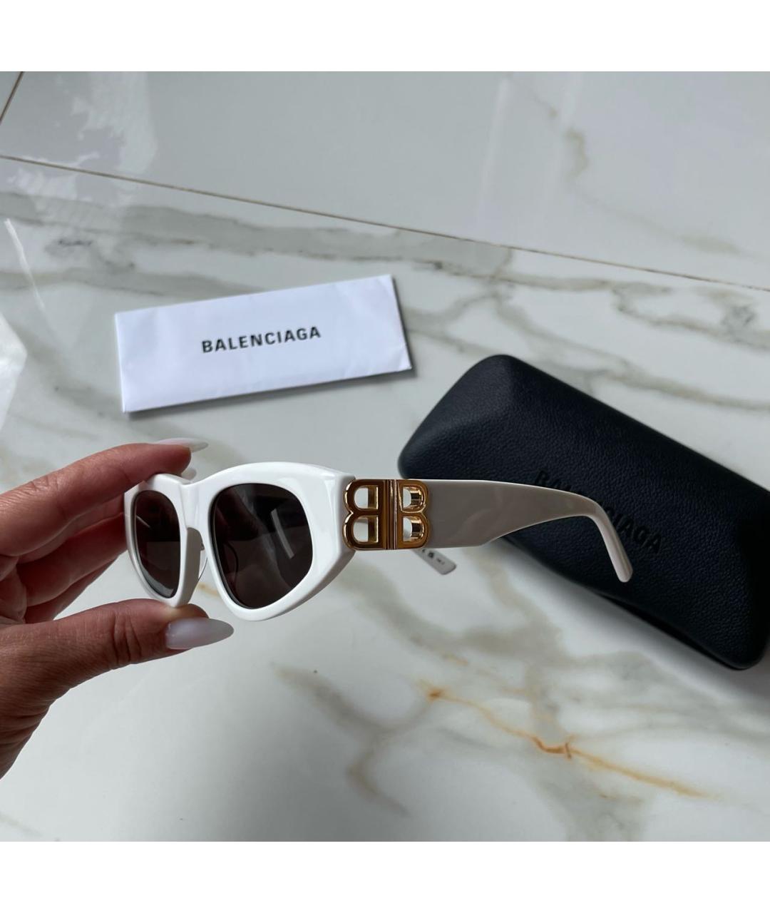 BALENCIAGA Белые пластиковые солнцезащитные очки, фото 2