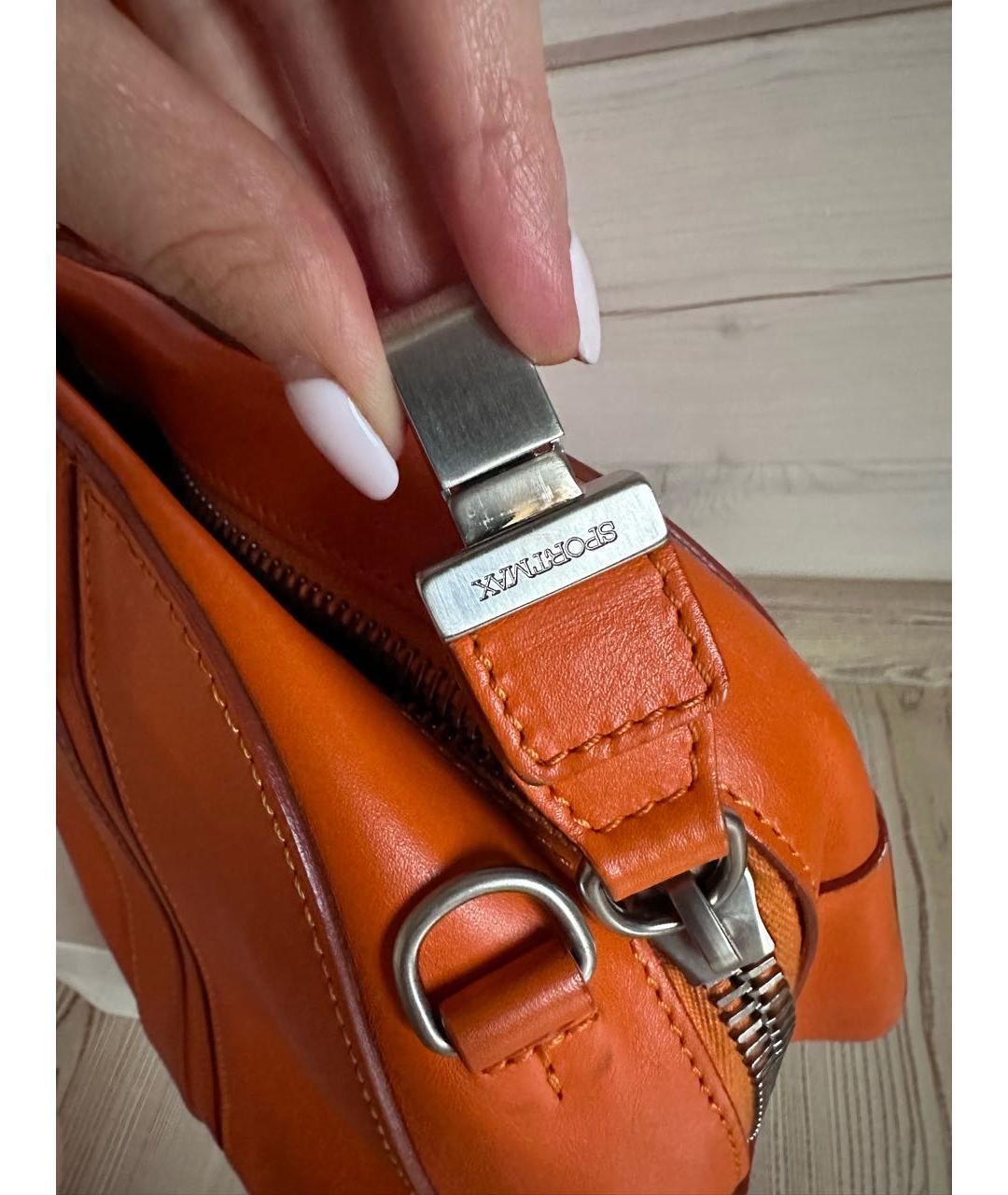SPORTMAX Оранжевая кожаная сумка с короткими ручками, фото 2