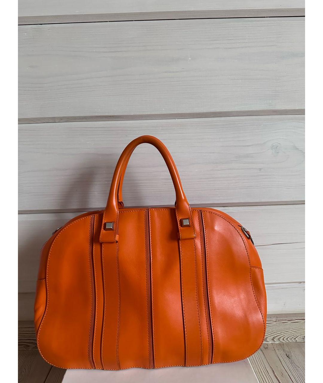SPORTMAX Оранжевая кожаная сумка с короткими ручками, фото 5