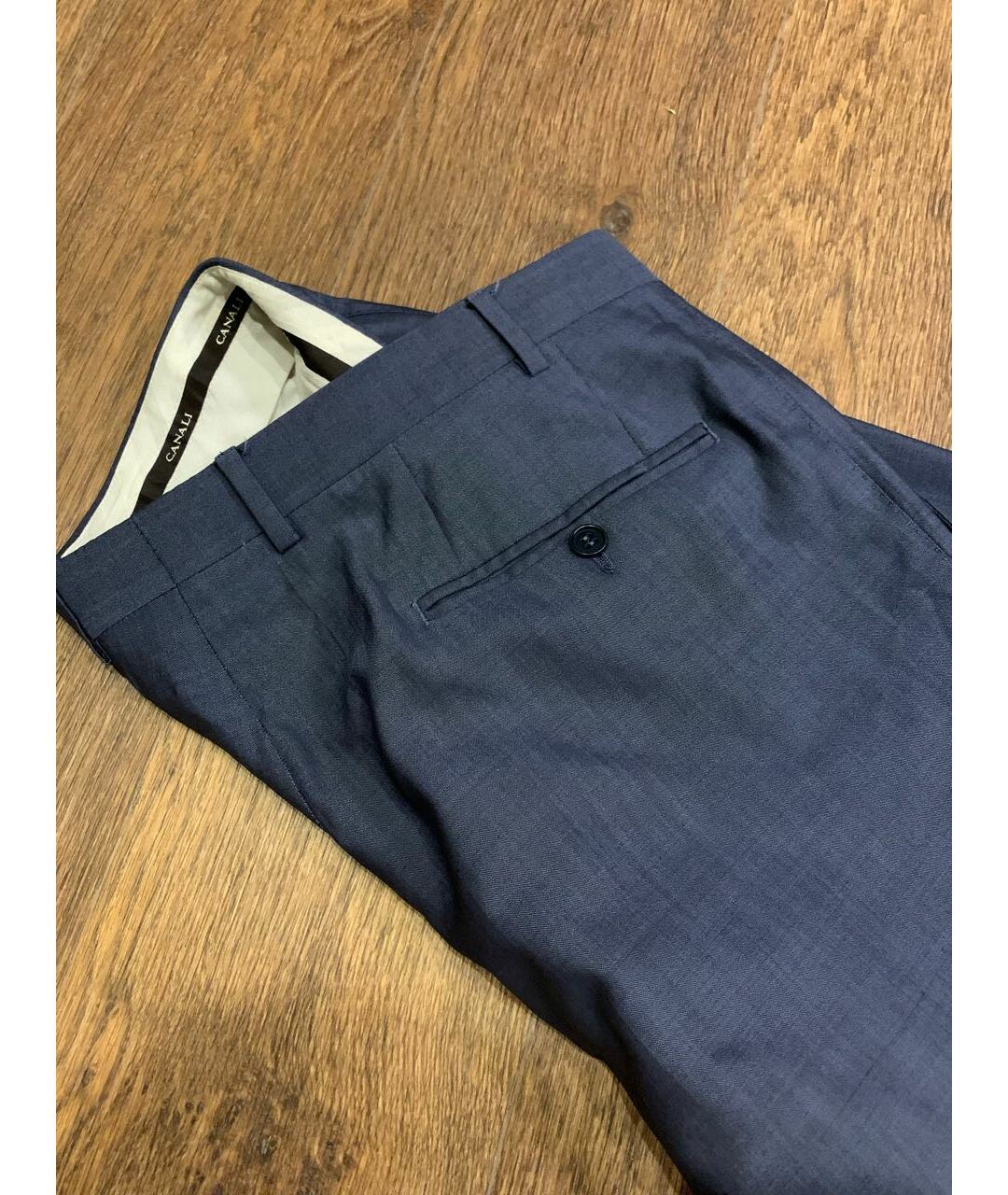 CANALI Синие шерстяные классические брюки, фото 5
