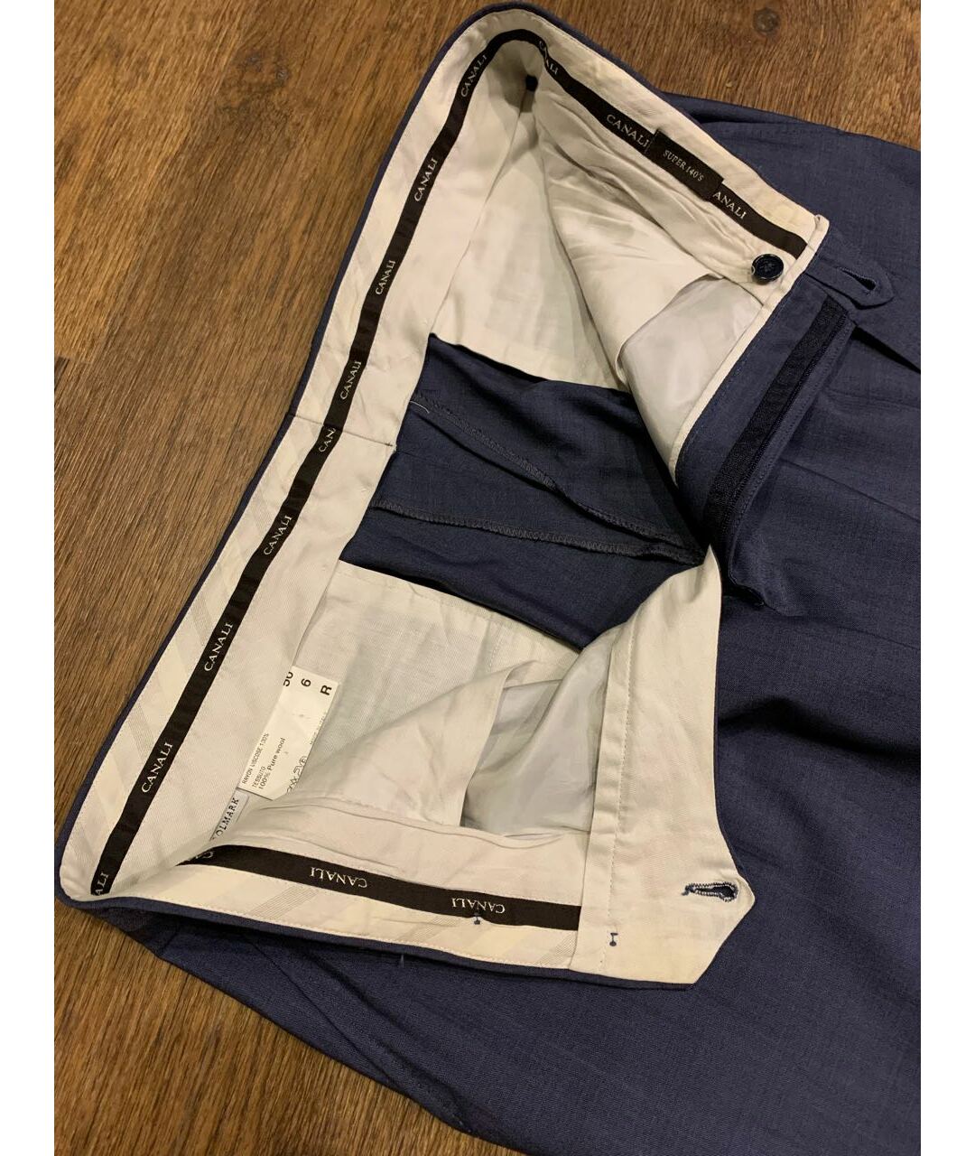 CANALI Синие шерстяные классические брюки, фото 7