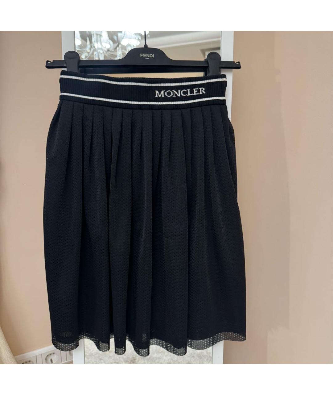 MONCLER Черная полиэстеровая юбка, фото 6