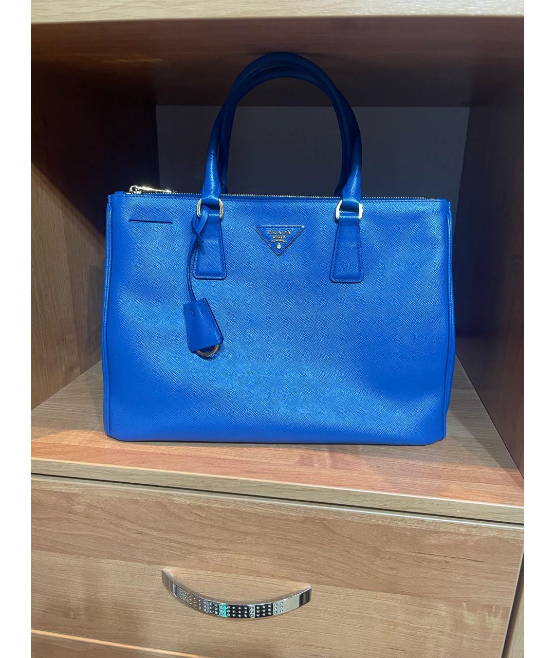 PRADA Синяя кожаная сумка тоут, фото 7